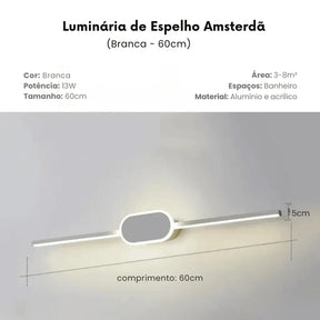 Luminária de Espelho para Banheiro Amsterdã