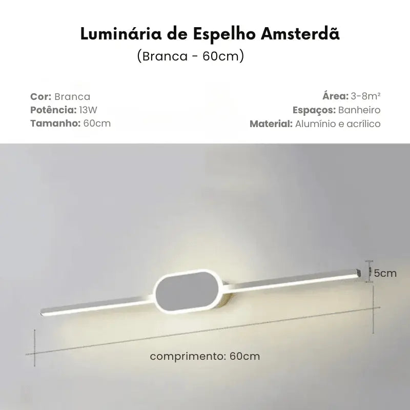 Luminária de Espelho para Banheiro Amsterdã