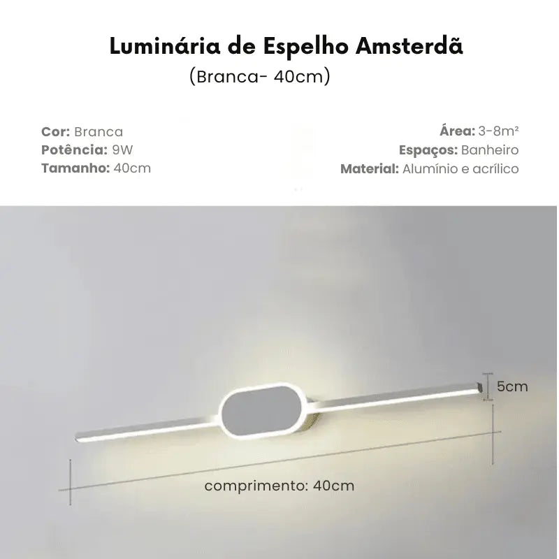 Luminária de Espelho para Banheiro Amsterdã