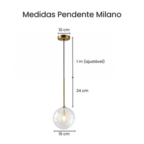 Luminária de Teto Pendente de Vidro Milano