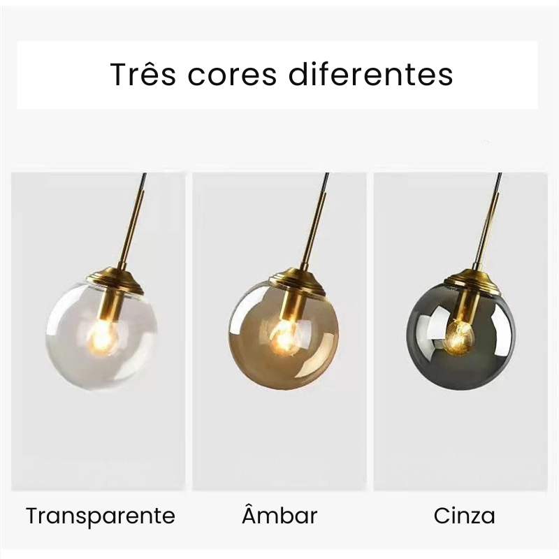 Luminária de Teto Pendente Vidro Âmbar Nice