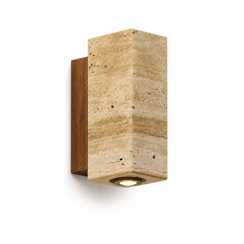 Arandela de parede travertino retangular 16cm para quarto e lavabo
