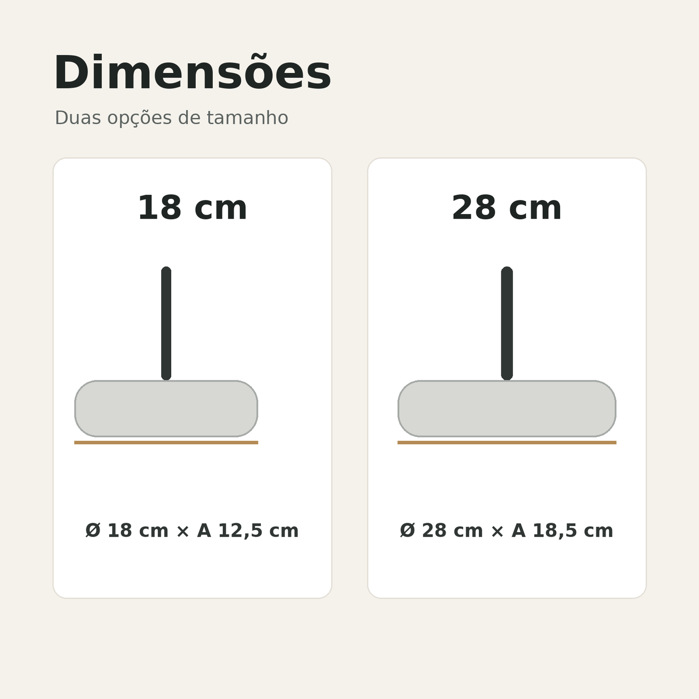 Dimensões da luminária pendente LED Disco Opalino nos tamanhos 18 cm e 28 cm