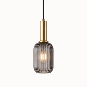 Luminária pendente de vidro cinza canelado Colors 13cm em fundo branco